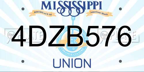 4DZB576 Mississippi License Plate