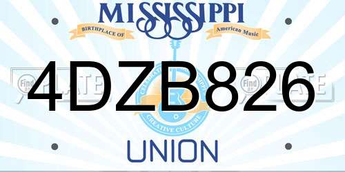 4DZB826 Mississippi License Plate