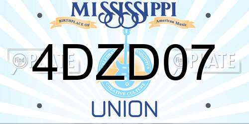 4DZD07 Mississippi License Plate