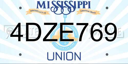 4DZE769 Mississippi License Plate