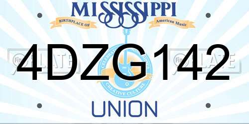 4DZG142 Mississippi License Plate