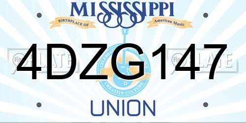 4DZG147 Mississippi License Plate