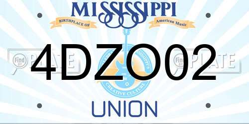 4DZO02 Mississippi License Plate