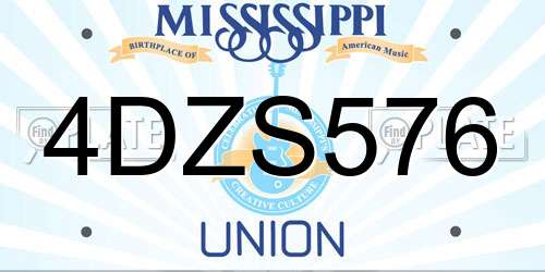 4DZS576 Mississippi License Plate