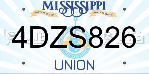 4DZS826 Mississippi License Plate