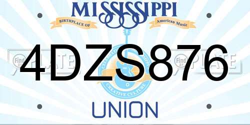 4DZS876 Mississippi License Plate