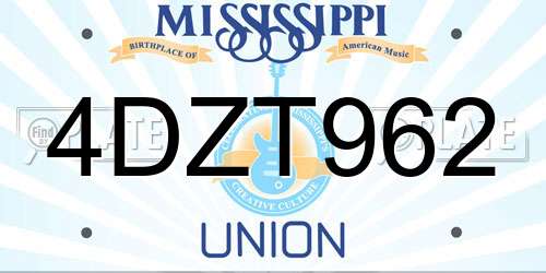 4DZT962 Mississippi License Plate