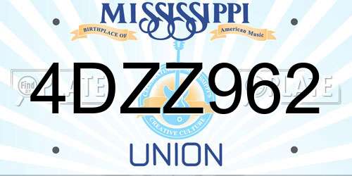 4DZZ962 Mississippi License Plate
