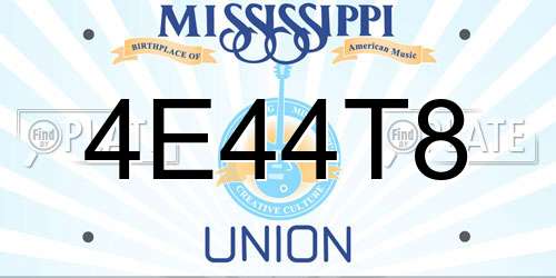 4E44T8 Mississippi License Plate