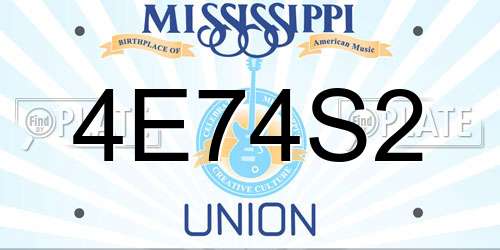 4E74S2 Mississippi License Plate