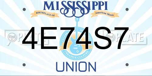 4E74S7 Mississippi License Plate