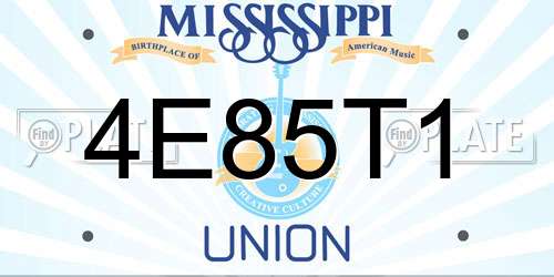4E85T1 Mississippi License Plate