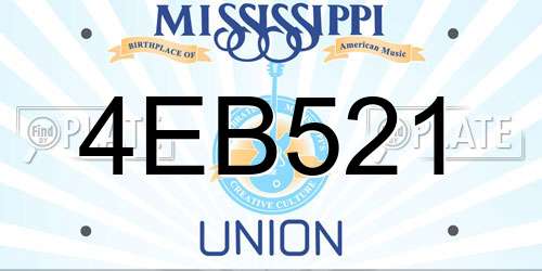 4EB521 Mississippi License Plate