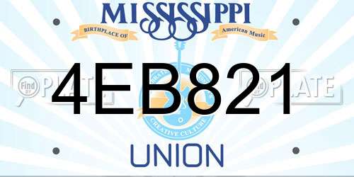 4EB821 Mississippi License Plate
