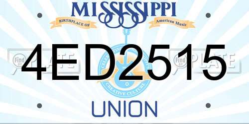 4ED2515 Mississippi License Plate