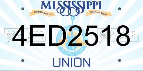 4ED2518 Mississippi License Plate