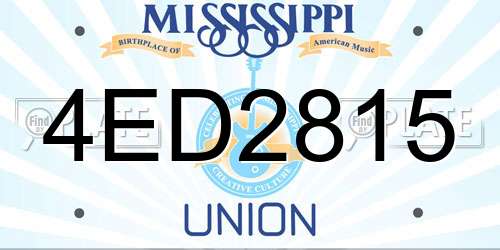 4ED2815 Mississippi License Plate