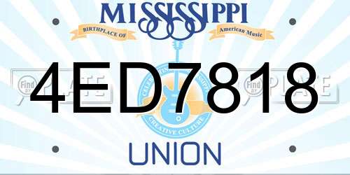 4ED7818 Mississippi License Plate