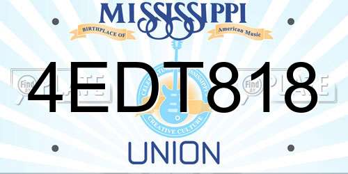 4EDT818 Mississippi License Plate