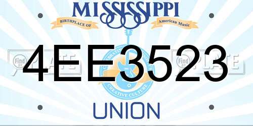 4EE3523 Mississippi License Plate