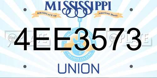 4EE3573 Mississippi License Plate