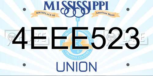 4EEE523 Mississippi License Plate