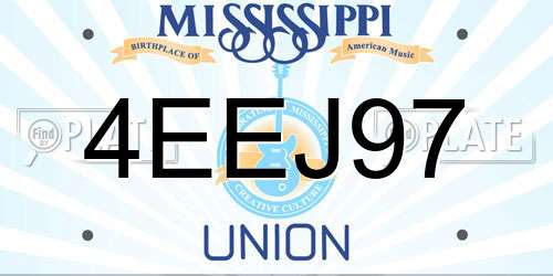 4EEJ97 Mississippi License Plate