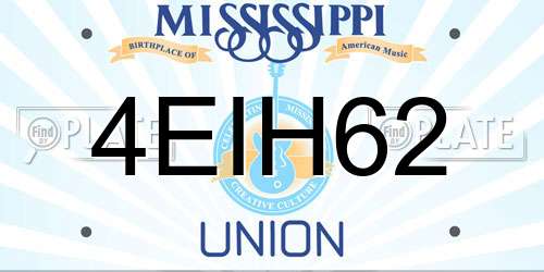 4EIH62 Mississippi License Plate