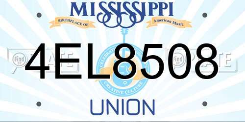 4EL8508 Mississippi License Plate