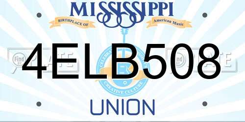 4ELB508 Mississippi License Plate