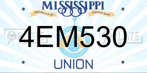 4EM530 Mississippi License Plate