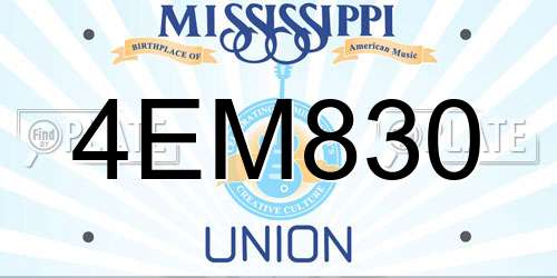 4EM830 Mississippi License Plate