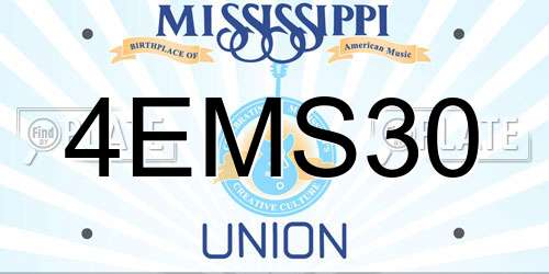 4EMS30 Mississippi License Plate