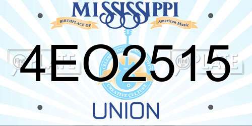 4EO2515 Mississippi License Plate