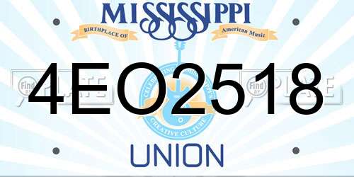 4EO2518 Mississippi License Plate