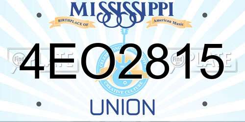 4EO2815 Mississippi License Plate