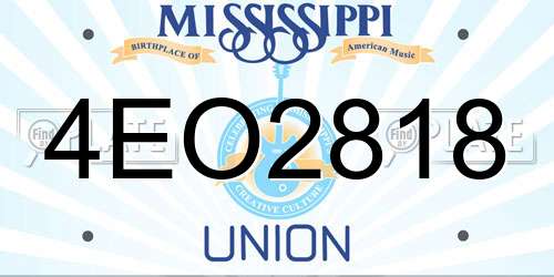 4EO2818 Mississippi License Plate