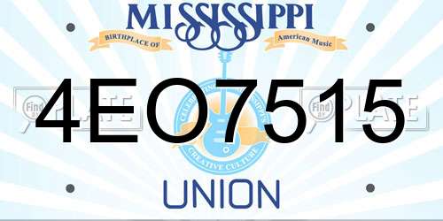 4EO7515 Mississippi License Plate