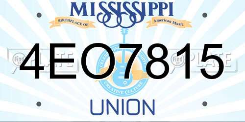 4EO7815 Mississippi License Plate