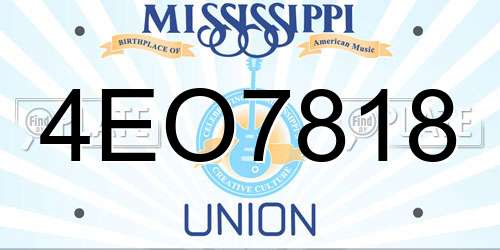 4EO7818 Mississippi License Plate