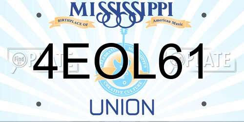 4EOL61 Mississippi License Plate