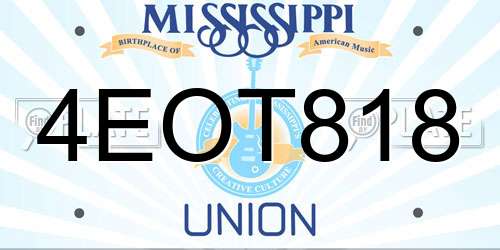 4EOT818 Mississippi License Plate