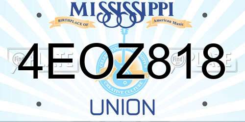 4EOZ818 Mississippi License Plate