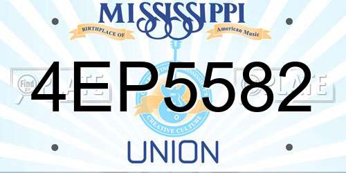 4EP5582 Mississippi License Plate