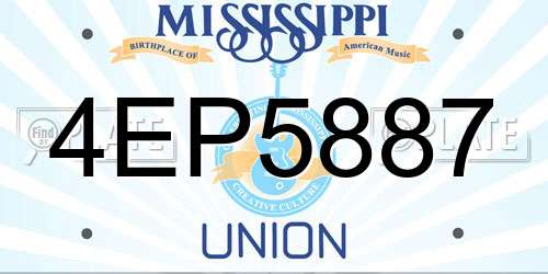 4EP5887 Mississippi License Plate