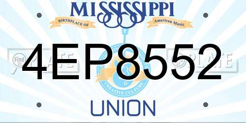 4EP8552 Mississippi License Plate