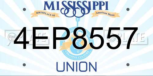 4EP8557 Mississippi License Plate