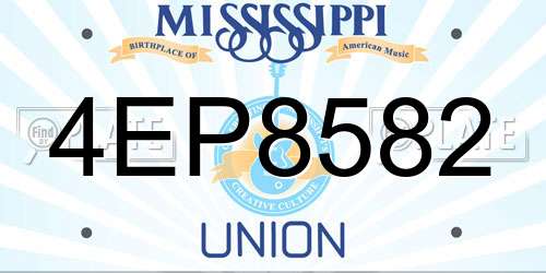 4EP8582 Mississippi License Plate
