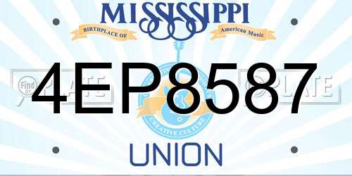 4EP8587 Mississippi License Plate