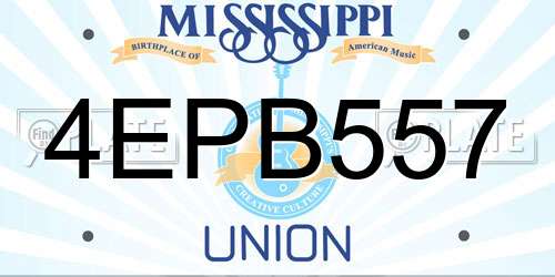 4EPB557 Mississippi License Plate